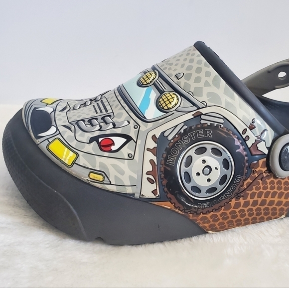 CROCS Funlab Monster Truck LED Light Gray Slip On Clogs Size Jr 3 - Picture 10 of 16